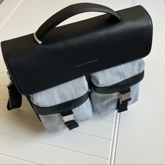 Want Les Essentiels Leather Canvas Durham Utility Messenger - Picture 3 of 7